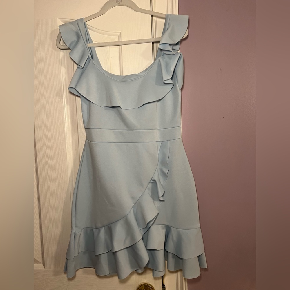 NWT BooHoo Scuba Ruffle Strappy Mini Dress